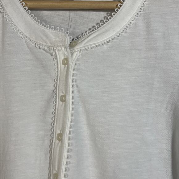 J. Crew Lace Trim Short Sleeve Top Women’s White Half Button Blouse Size XS - Picture 7 of 12